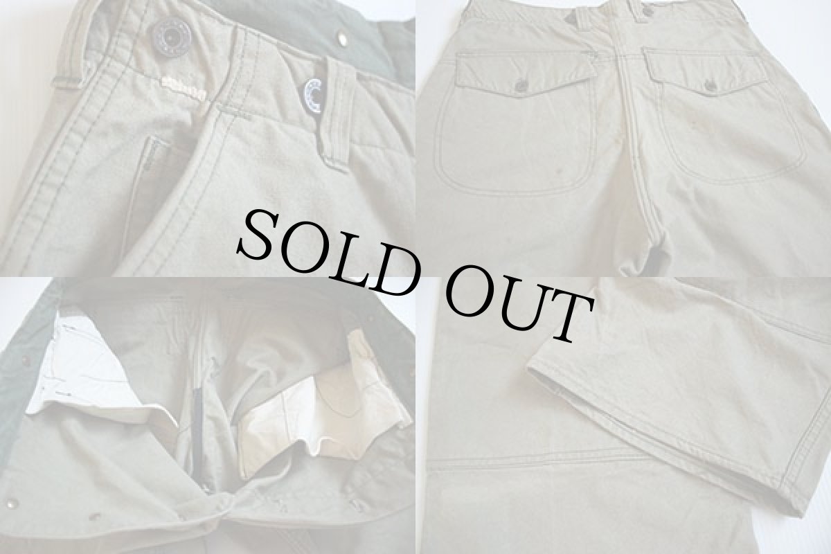 画像3: 40s 月桂樹ボタン ダック地 パンツ w33 (3)