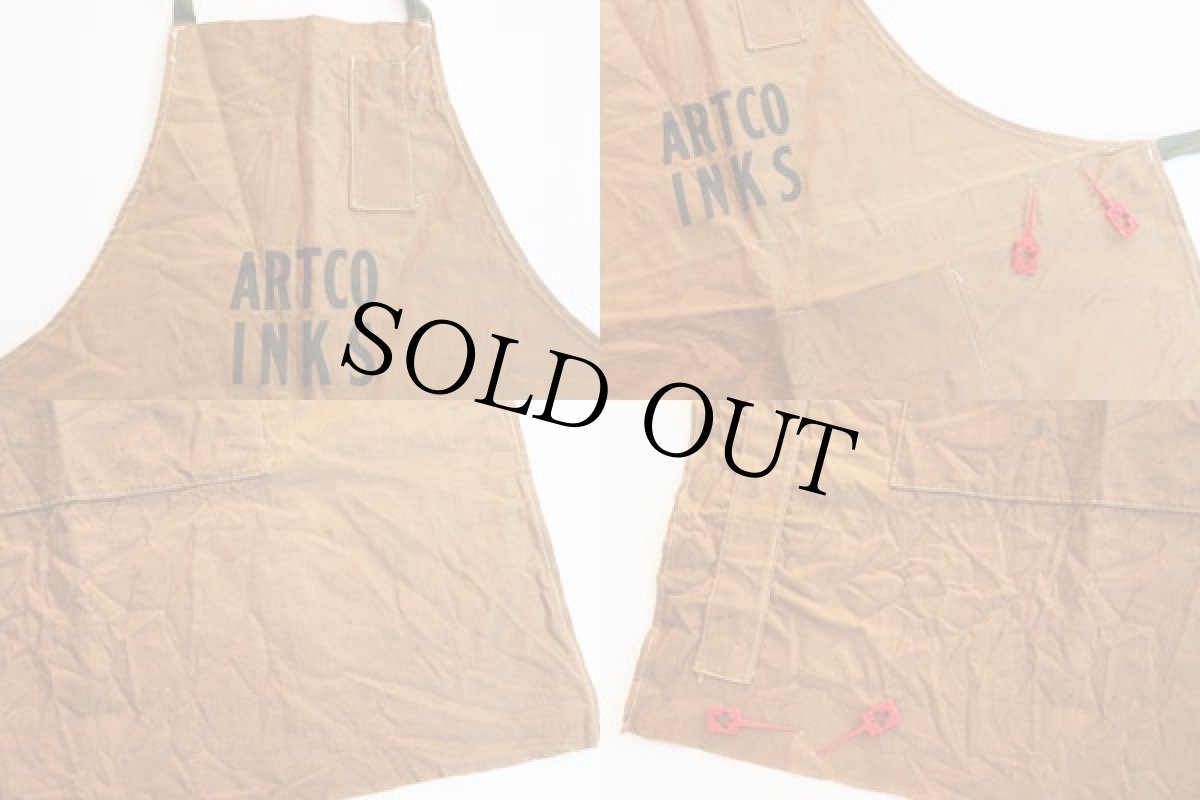 画像3: ビンテージ ARTCO INKS キャンバス ワークエプロン ブラウン (3)