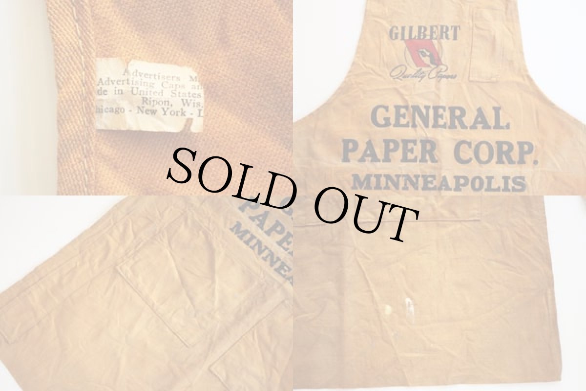 画像3: ビンテージ GENERAL PAPER CORP キャンバス ワークエプロン ブラウン (3)