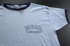 画像1: 70s USA製 Championチャンピオン MTSU リンガーTシャツ 杢ブルー L (1)