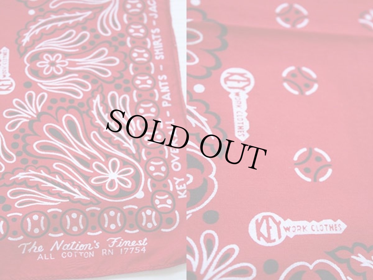 画像3: 60s KEY WASHFAST COLOR バンダナ 赤 (3)