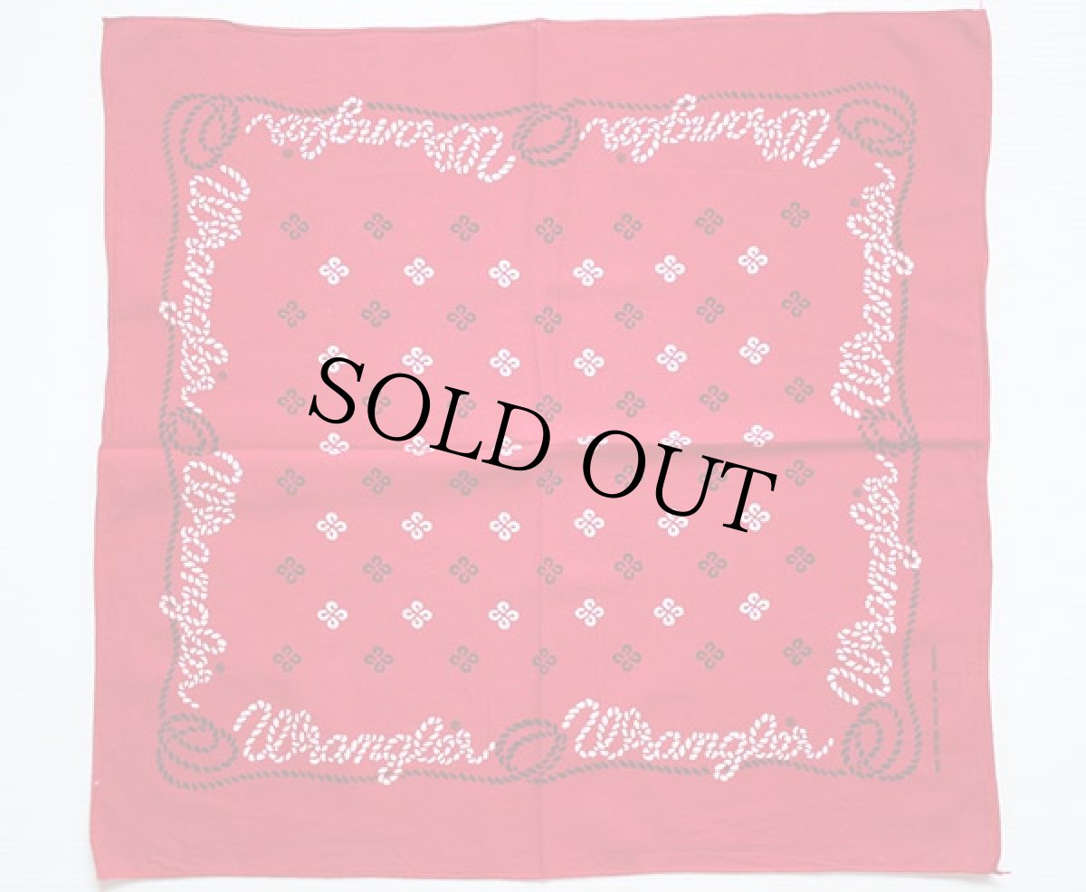 画像2: 70s USA製 Wranglerラングラー 縄文字 バンダナ 赤 (2)