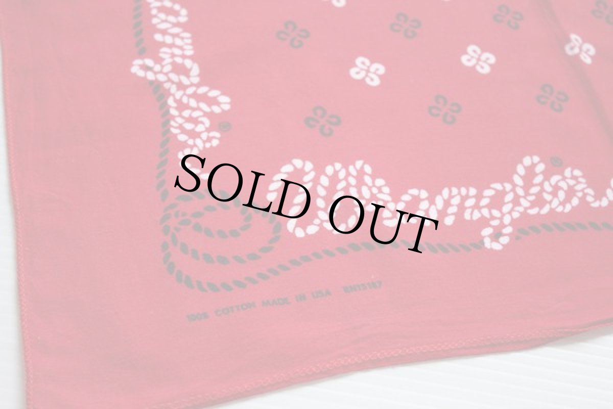 画像3: 70s USA製 Wranglerラングラー 縄文字 バンダナ 赤 (3)