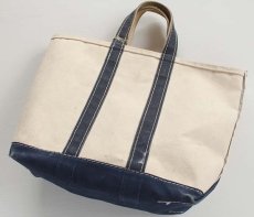 画像1: 80s L.L.Bean BOAT AND TOTE 耳付き キャンバス トートバッグ 紺 M★ミディアム (1)