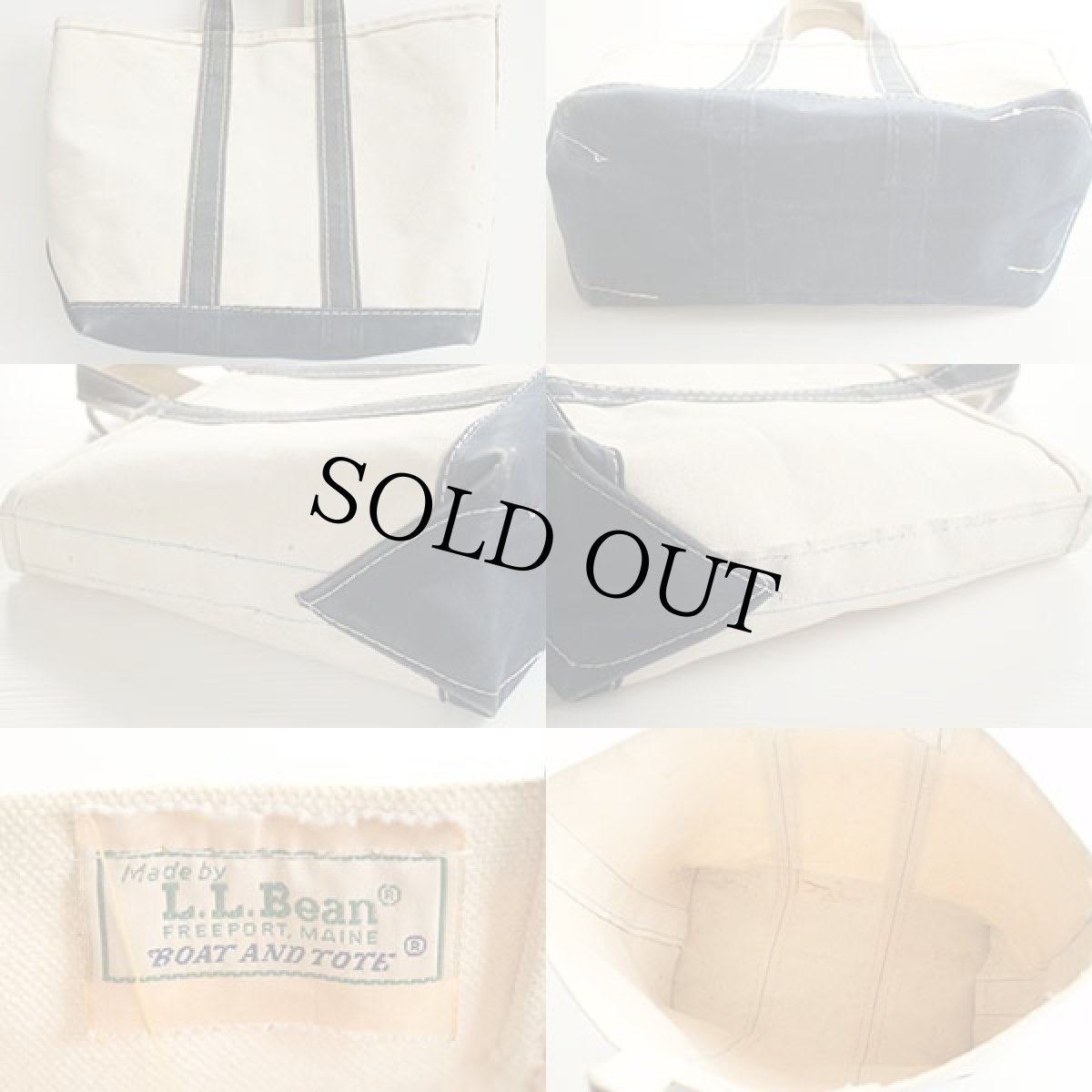 画像2: 80s L.L.Bean BOAT AND TOTE 耳付き キャンバス トートバッグ 紺 M★ミディアム (2)