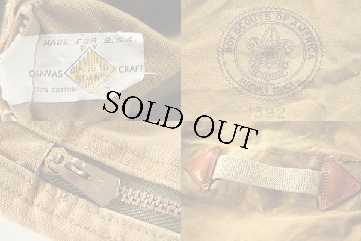 画像2: 50s BSA ボーイスカウト DIAMOND BRAND キャンバス ダッフルバッグ カーキ (2)