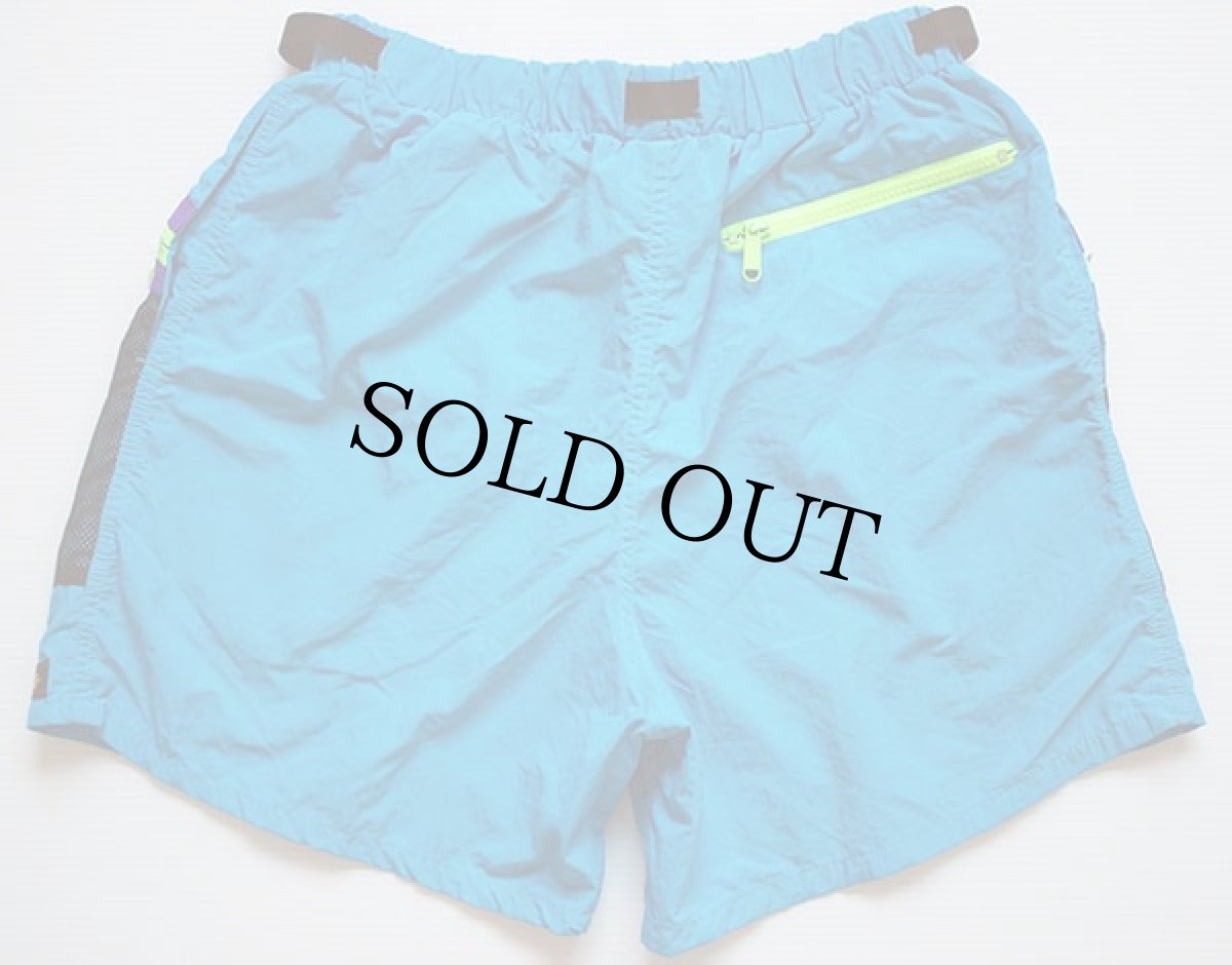 画像2: 90s REI マルチカラー ナイロン ショートパンツ 蛍光 M★ショーツ (2)