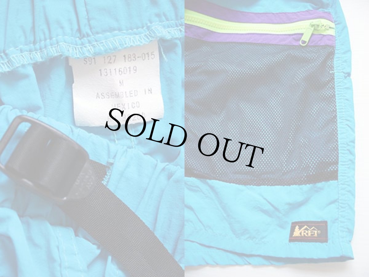 画像3: 90s REI マルチカラー ナイロン ショートパンツ 蛍光 M★ショーツ (3)