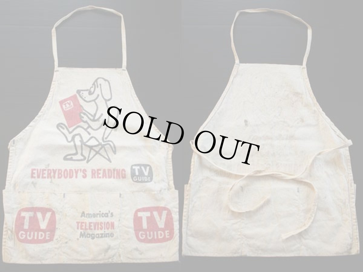 画像2: ビンテージ TV GUIDEキャンバス ワークエプロン 生成り (2)