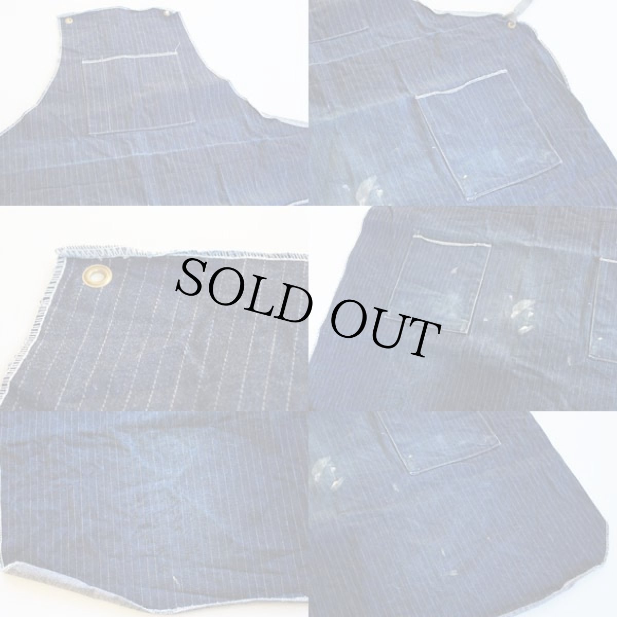 画像3: ビンテージ ピンストライプ デニム ワークエプロン (3)