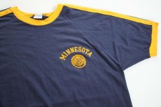 画像1: 70s USA製 Championチャンピオン MINNESOTA リンガーTシャツ 紺 XL (1)