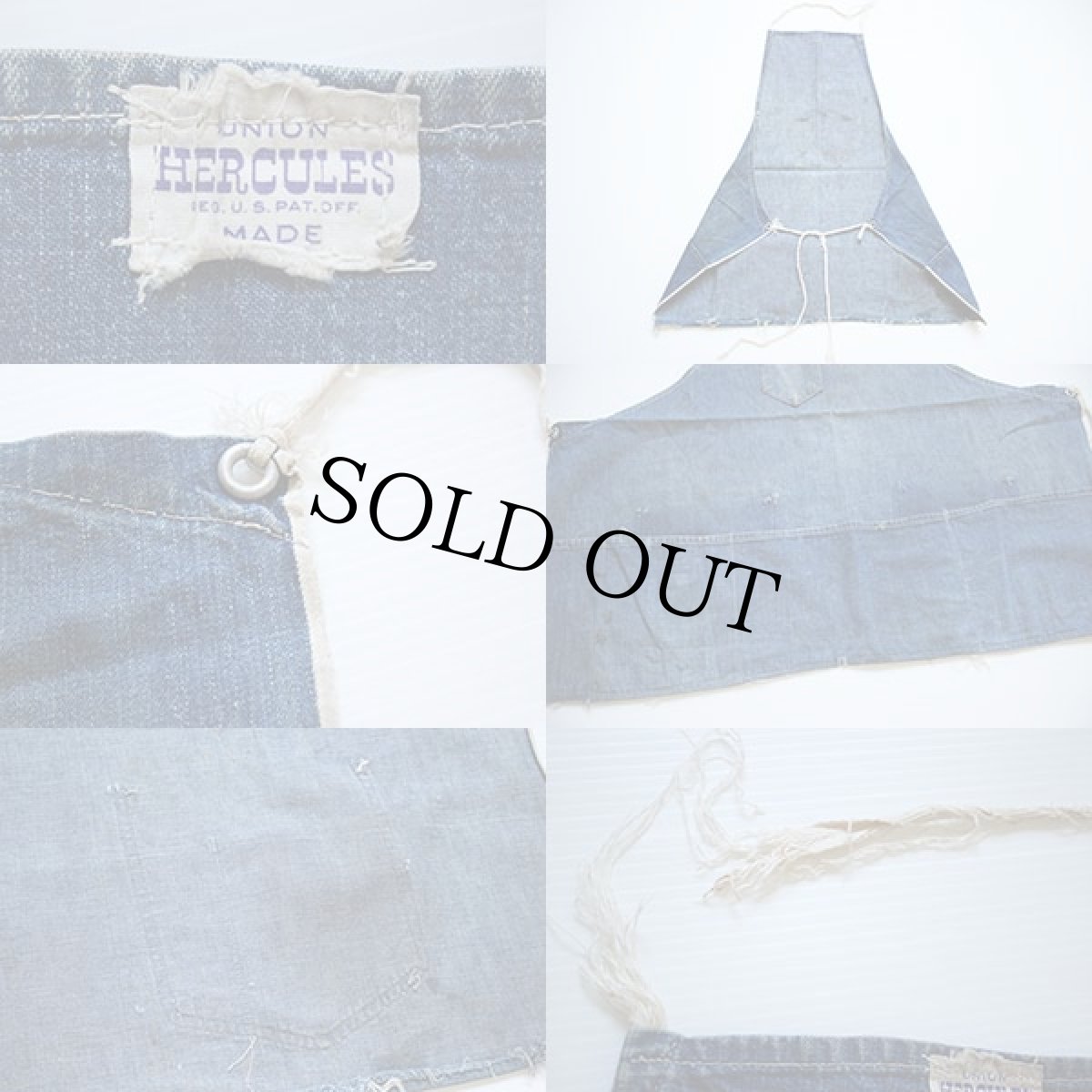 画像3: 40s HERCULESヘラクレス 耳付き インディゴ デニム ワークエプロン カスタム (3)