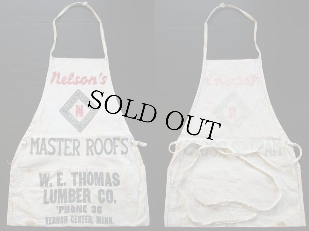 画像2: ビンテージ Nelson's LUMBER キャンバス ワークエプロン 生成り (2)