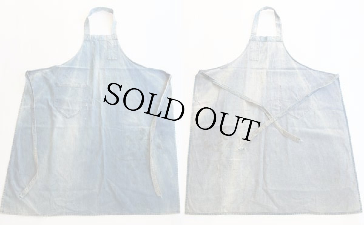 画像2: ビンテージ 耳付き インディゴ デニム ワークエプロン (2)