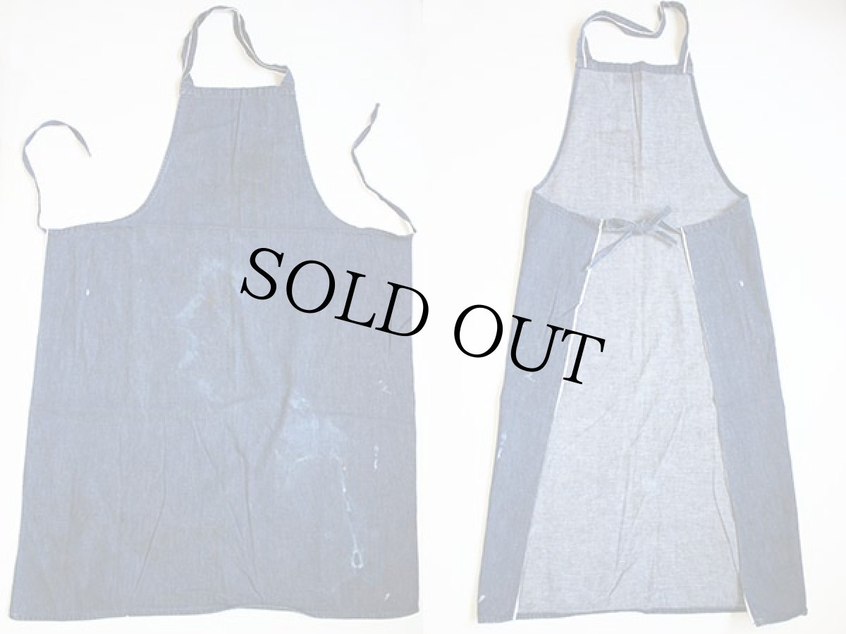 画像2: ビンテージ 耳付き インディゴ デニム ワークエプロン (2)