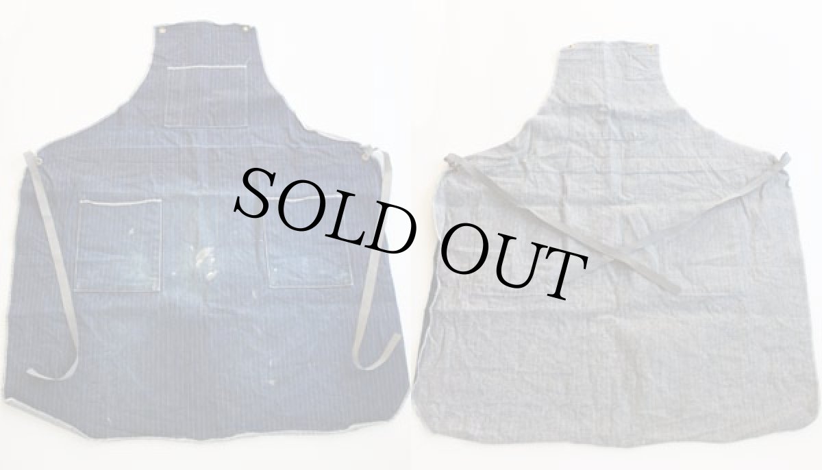 画像2: ビンテージ ピンストライプ デニム ワークエプロン (2)