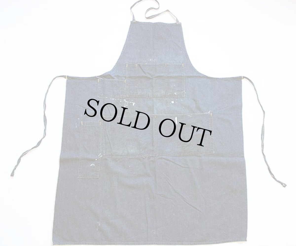 画像2: ビンテージ 耳付き インディゴ デニム ワークエプロン (2)