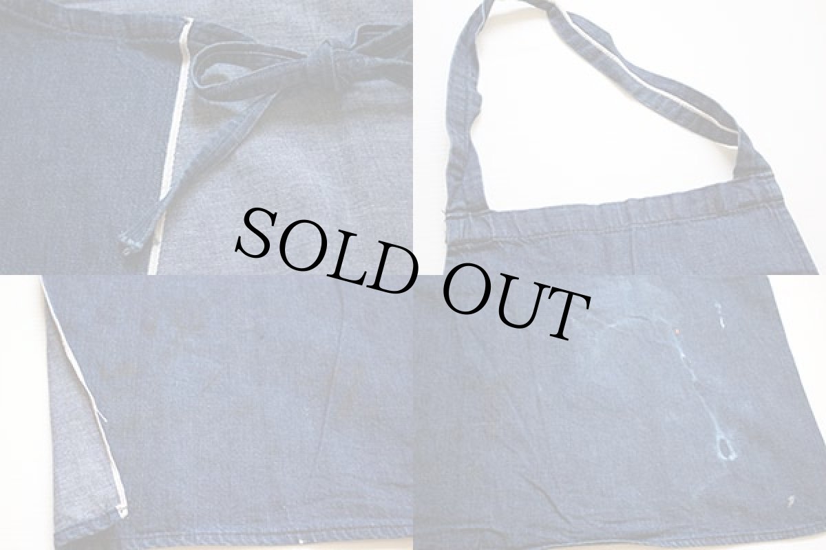 画像3: ビンテージ 耳付き インディゴ デニム ワークエプロン (3)