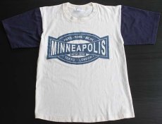 画像2: 90s USA製 MINNEAPOLIS ツートン コットンTシャツ 生成り×紺 M (2)