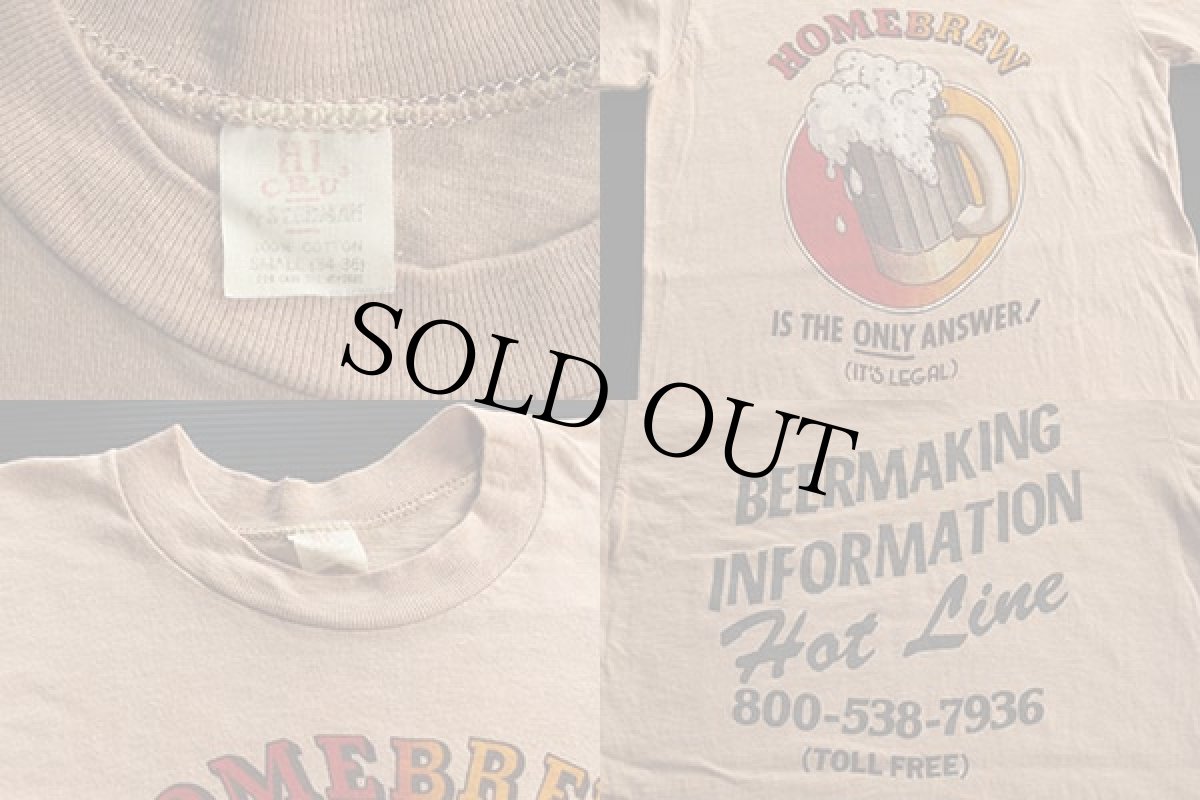 画像3: 70s USA製 HOMEBREW BEER 染み込みプリント コットンTシャツ S (3)