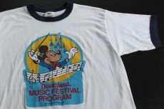 画像1: 80s USA製 Disneylandディズニーランド ミッキー マウス リンガーTシャツ L (1)