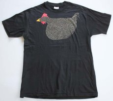 画像2: デッドストック★90s Hanes ニワトリ アート コットンTシャツ 黒 L (2)