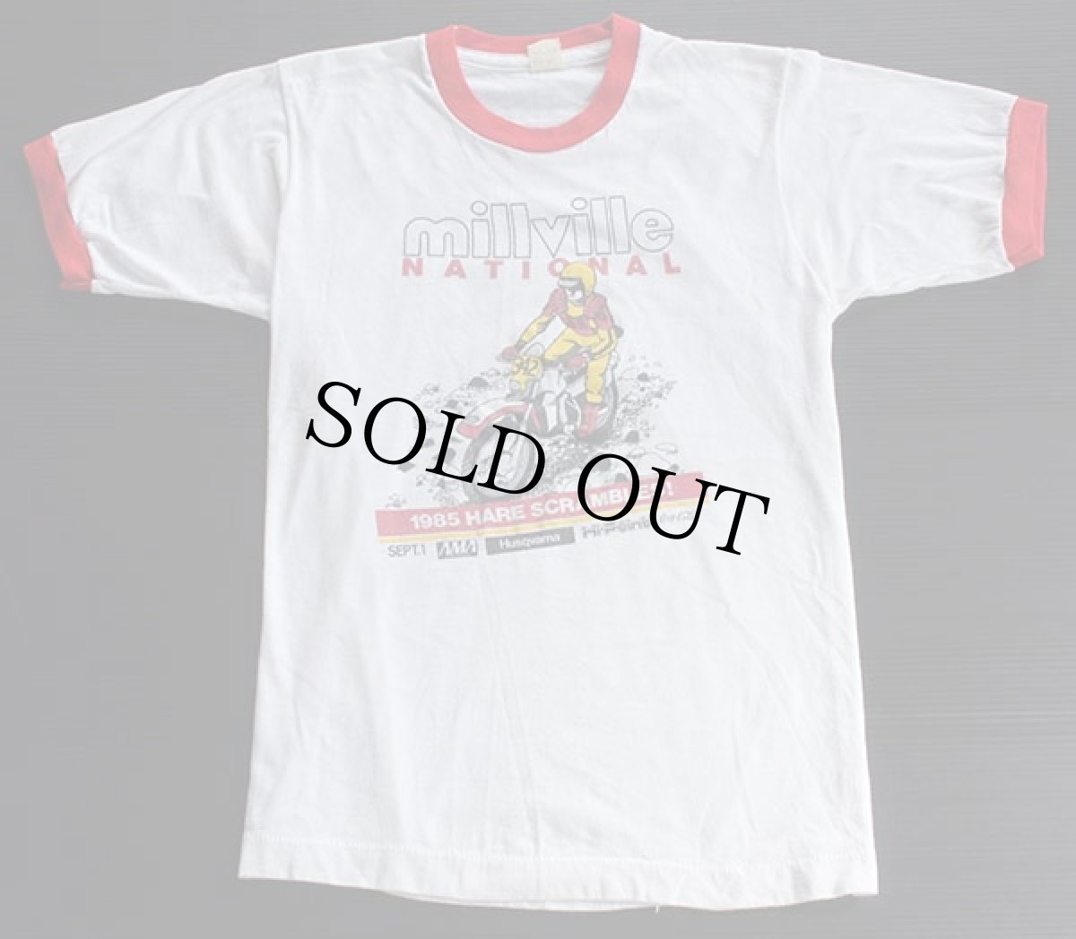 画像2: 80's millvill モトクロス リンガーTシャツ M (2)