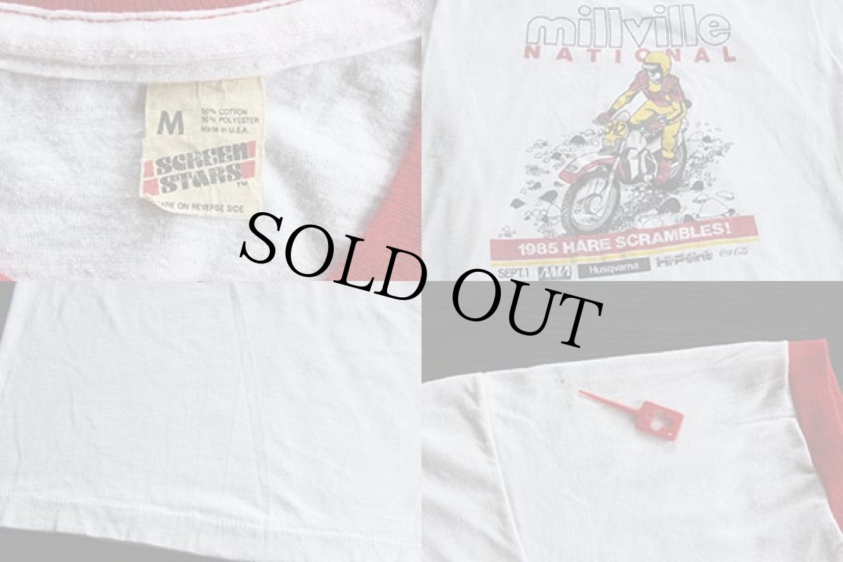 画像3: 80's millvill モトクロス リンガーTシャツ M (3)