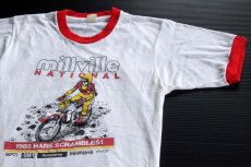 画像1: 80's millvill モトクロス リンガーTシャツ M (1)