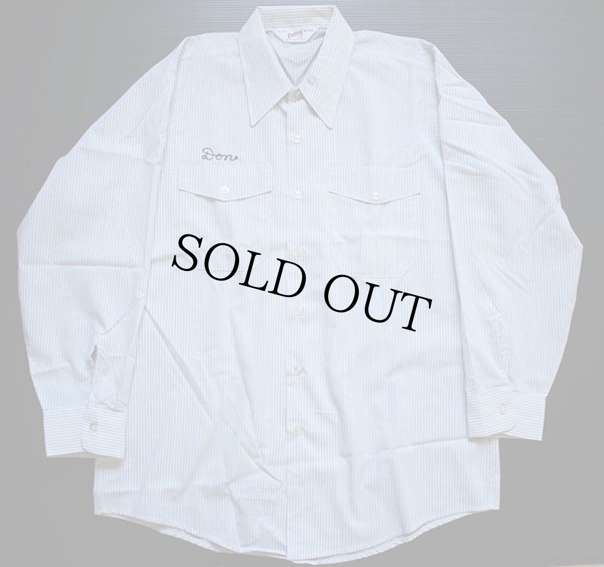 画像2: デッドストック★70s USA製 Unitog 刺繍入り ピンストライプ ワークシャツ (2)