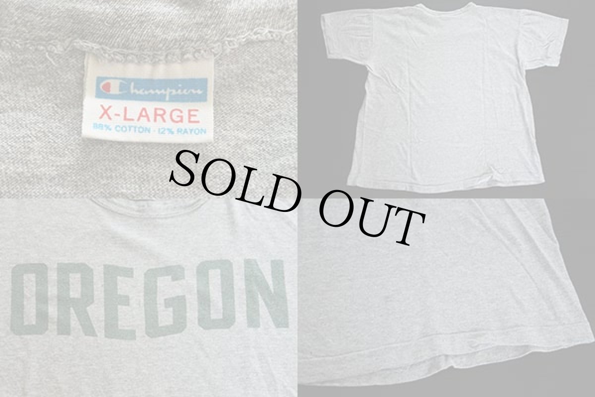 画像3: 70s USA製 Championチャンピオン OREGON 染み込みプリント 88/12 Tシャツ 杢グレー XL (3)