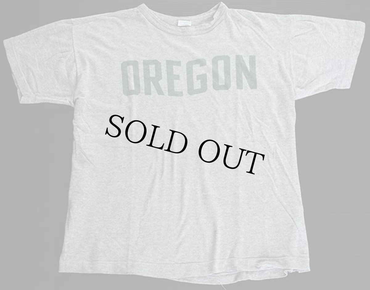 画像2: 70s USA製 Championチャンピオン OREGON 染み込みプリント 88/12 Tシャツ 杢グレー XL (2)