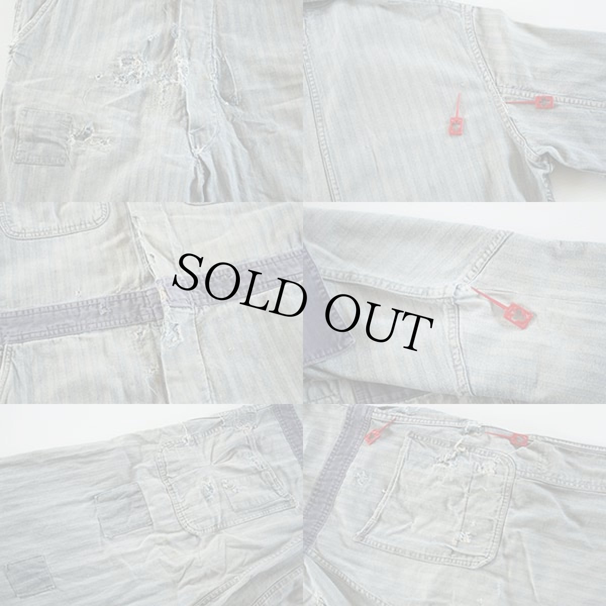 画像3: 60s UNKNOWN ツートン HBT ヘリンボーンツイル 半袖オールインワン ボロ 42 (3)