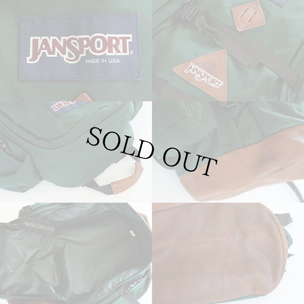 画像3: 90s USA製 JANSPORTジャンスポーツ ボトムレザー リュックサック 緑 (3)