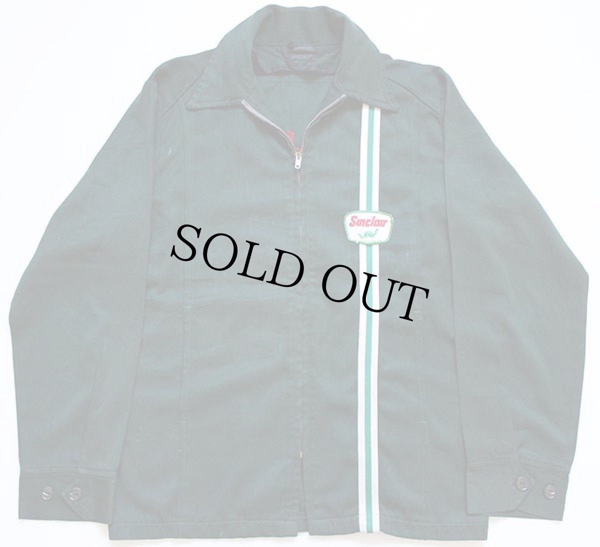 画像2: 60s Unitog Sinclair Dino チェーン刺繍&パッチ付き ワークジャケット 深緑 42 (2)