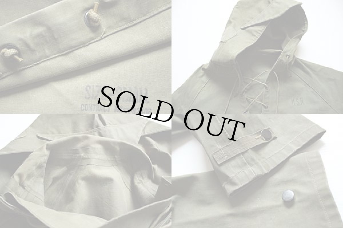 画像3: 40s 米軍 U.S.NAVY N-2 デッキ レインパーカー オリーブドラブ S (3)