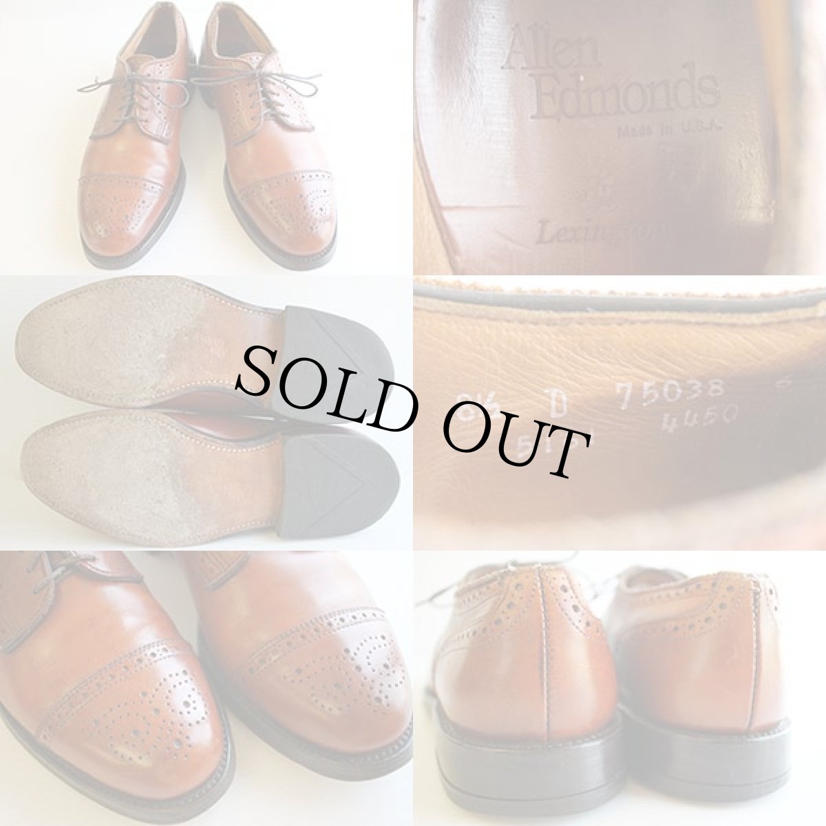 画像3: USA製 Allen Edmondsアレンエドモンズ ストレートチップ レザーシューズ 茶 8.5D★革靴 (3)