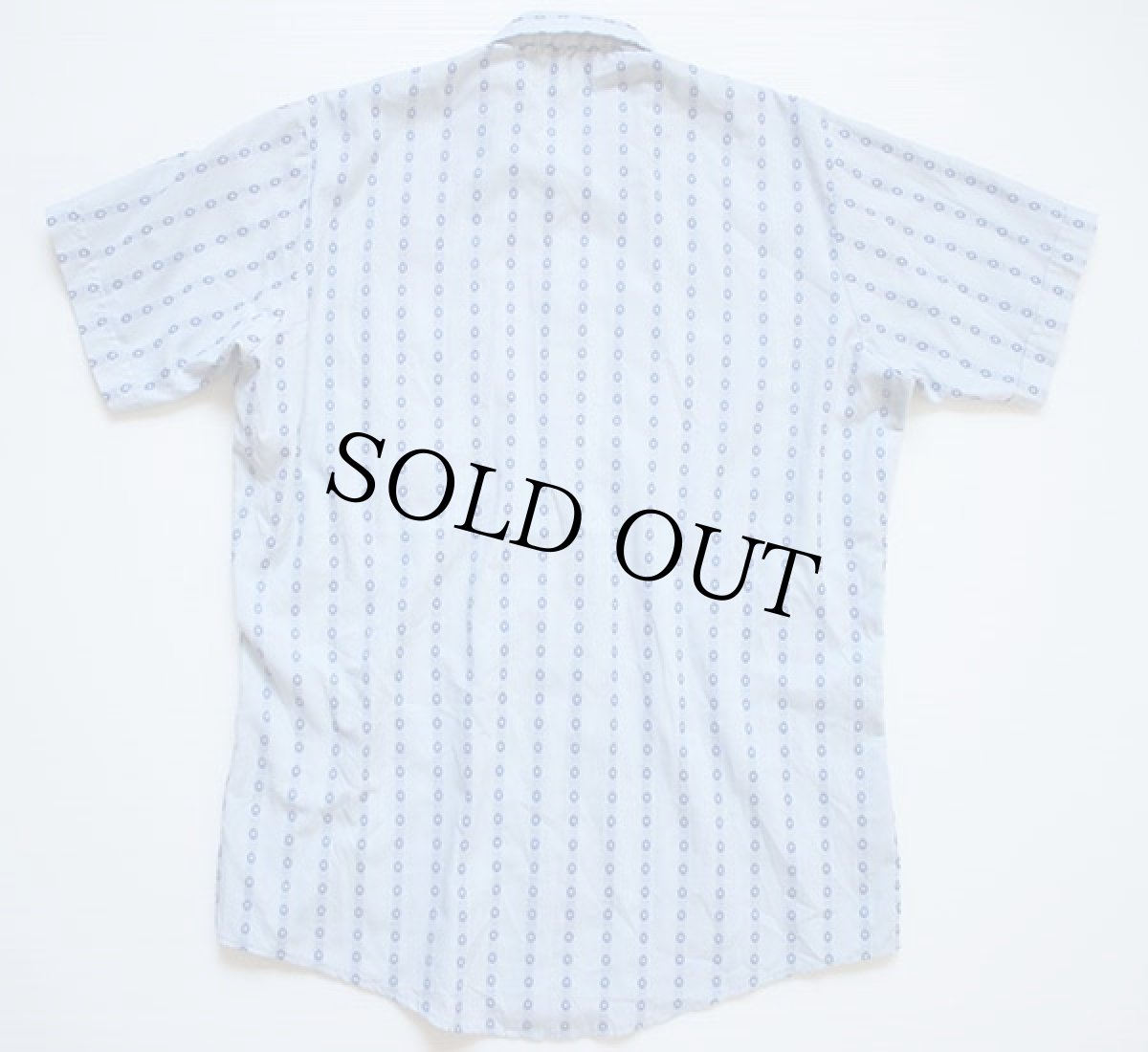 画像2: 70s USA製 Unitog クライスラー ロゴ 総柄 比翼 半袖ワークシャツ M (2)