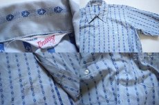 画像3: 70s USA製 Unitog クライスラー ロゴ 総柄 比翼 半袖ワークシャツ M (3)