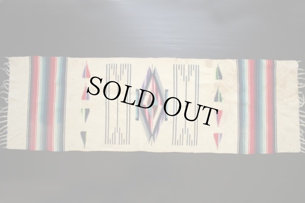 画像2: ビンテージ ネイティブ柄 チマヨ ラグ マット (2)