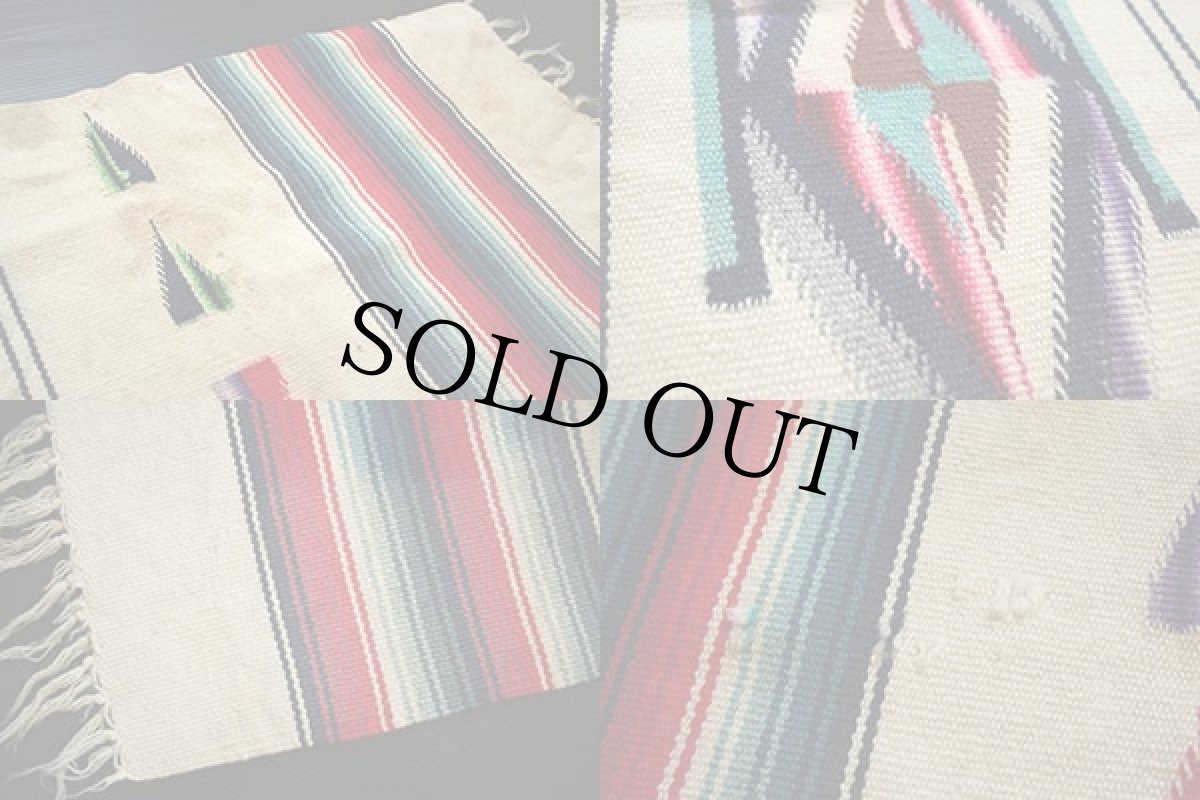 画像3: ビンテージ ネイティブ柄 チマヨ ラグ マット (3)