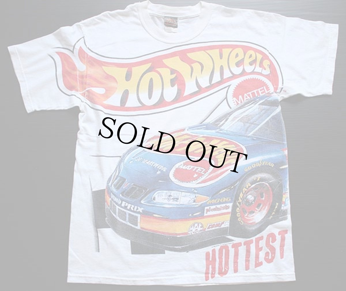 画像1: 90s HOT Wheelsホットウィール オールオーバープリント コットンTシャツ 白 L (1)