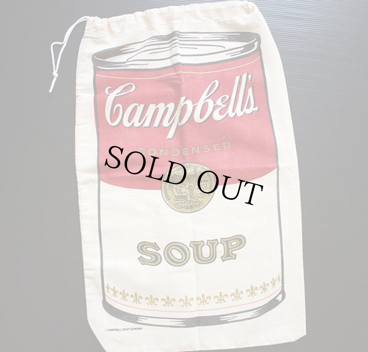 画像1: デッドストック★ビンテージ Campbell's SOUP キャンベル スープ 染み込みプリント 布袋★アンディウォーホル (1)