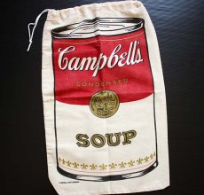 画像1: デッドストック★ビンテージ Campbell's SOUP キャンベル スープ 染み込みプリント 布袋★アンディウォーホル (1)