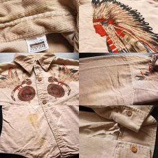 画像3: 70s MONTGOMERY WARD インディアン プリント コーデュロイシャツ L (3)
