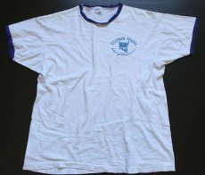 画像2: 70s USA製 Championチャンピオン CLOVIS HIGH 染み込みプリント リンガーTシャツ XL (2)