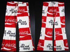 画像1: 70s Coca-Colaコカコーラ ロゴ 総柄 コットンパンツ (1)