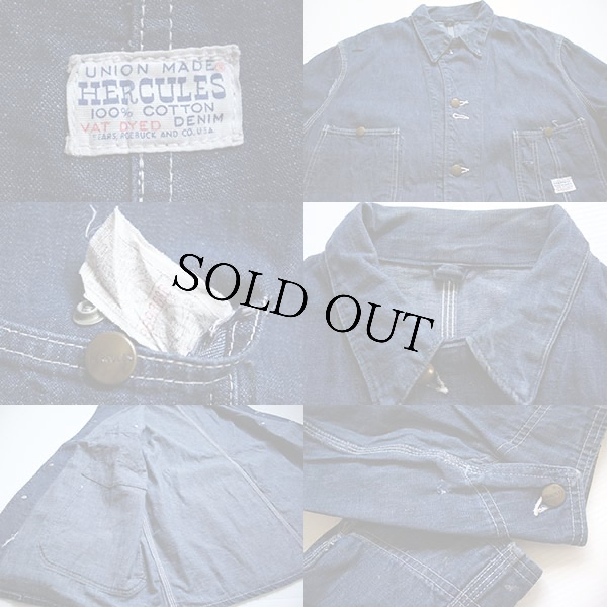 画像5: 60s USA製 SEARS HERCULESヘラクレス VAT DYEDバットダイ デニム カバーオール (5)