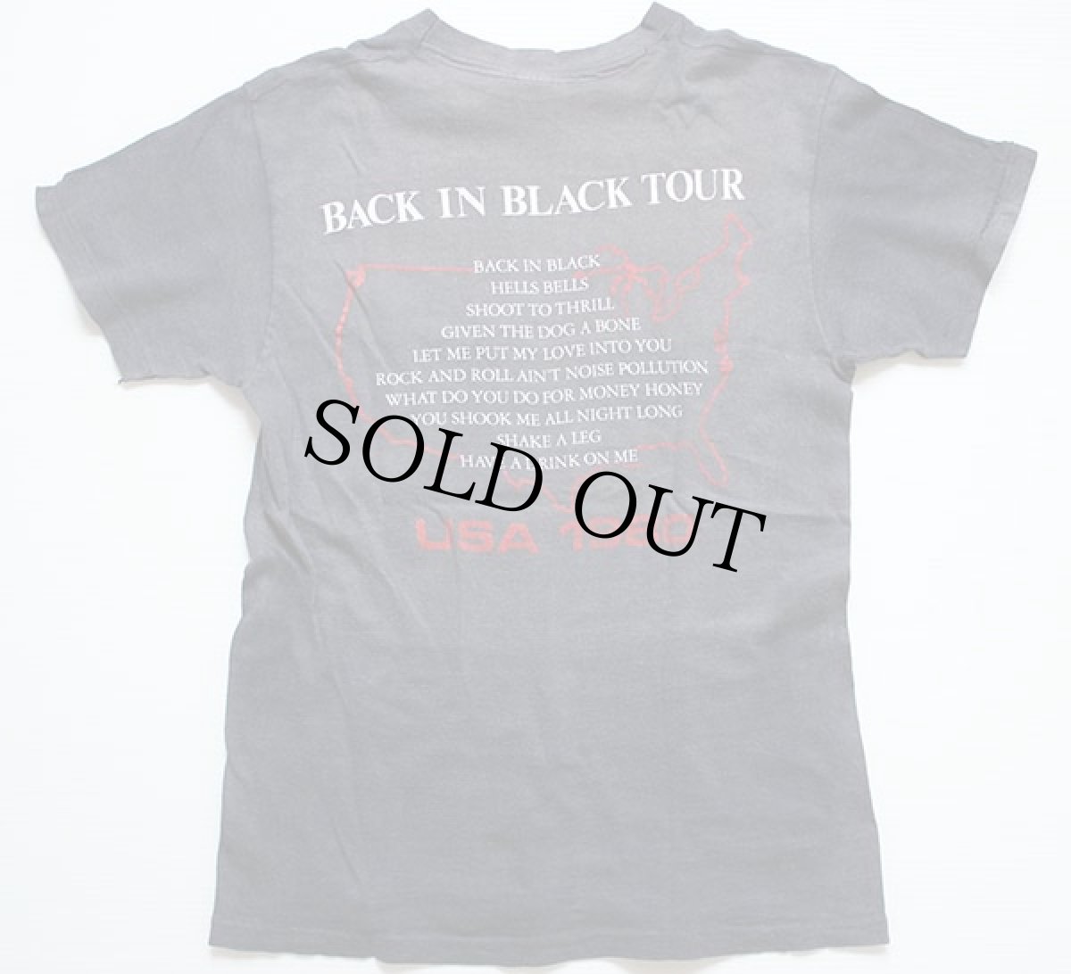 画像2: 80s USA製 Hanes AC/DC BACK IN BLACK TOUR USA 1980 コットン バンドTシャツ 炭黒 S (2)