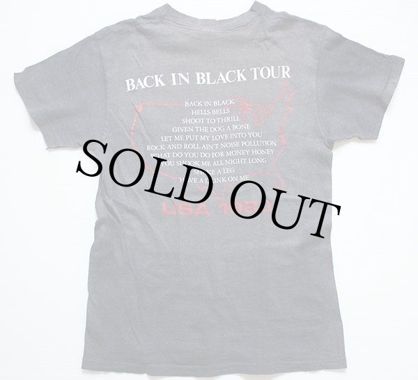 80s USA製 Hanes AC/DC BACK IN BLACK TOUR USA 1980 コットン バンドT